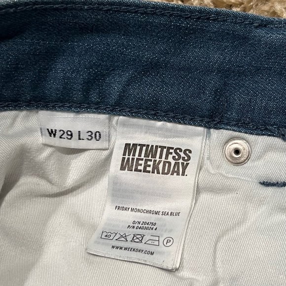 MTWTFSS Weekday Friday Men's Blue Slim Fit Stretch Denim Jean   Size W29 L30 - Picture 5 of 6